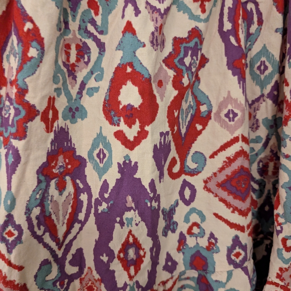 Beachlunchlounge Long-sleeve Tiered Mini Dress purple, And Red Print Size XS - Picture 3 of 7